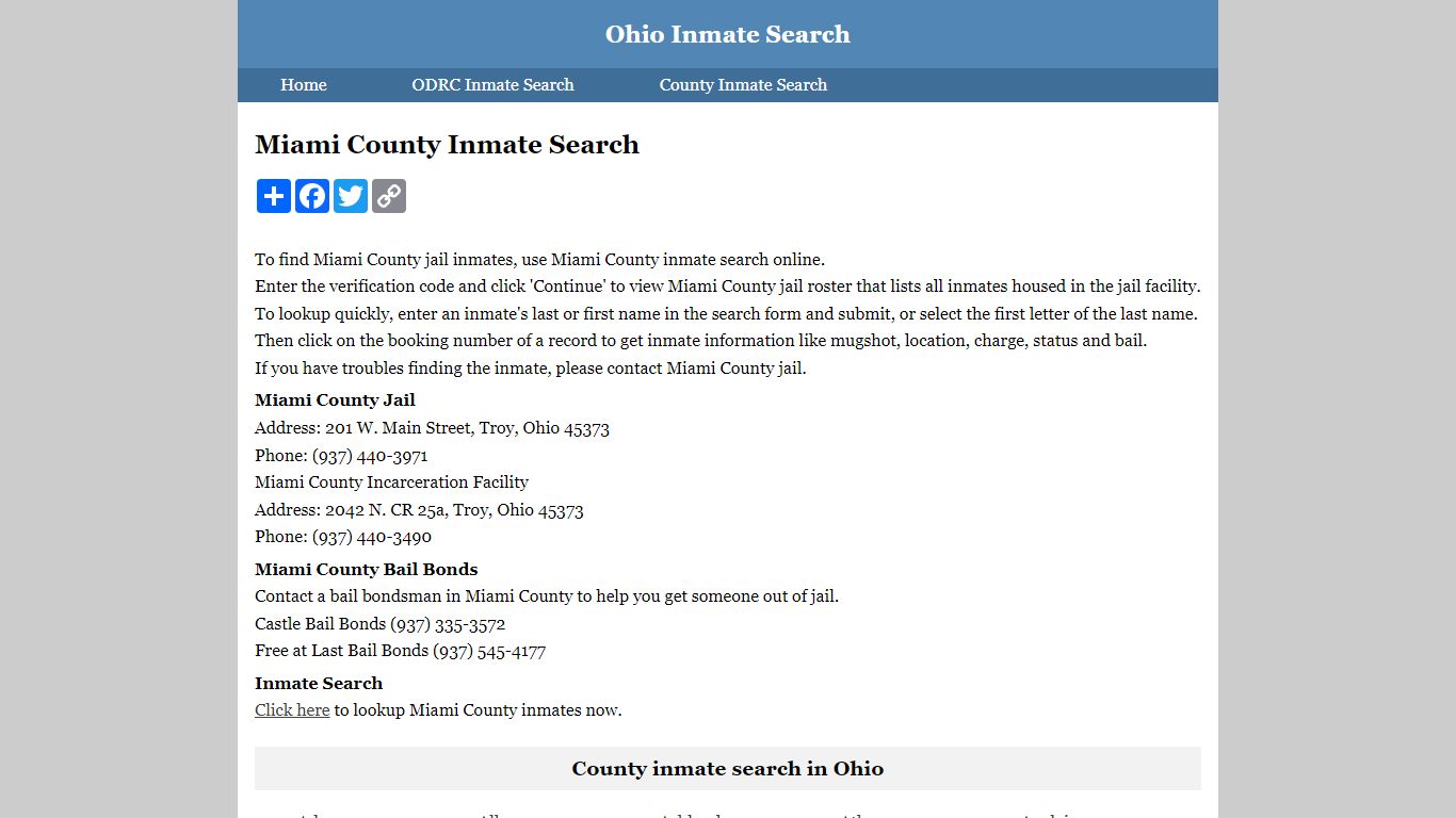 Miami County Inmate Search
